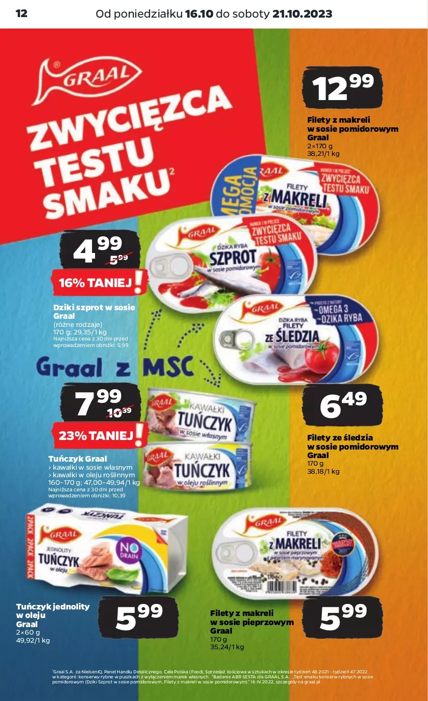 Gazetka promocyjna Netto - Artykuły spożywcze - ważna 16.10 do 21.10.2023 - strona 12 - produkty: Gra, Graal, Kawa, Olej, Pieprz, Ser, Sos, Szprot, Szprot w sosie, Tuńczyk