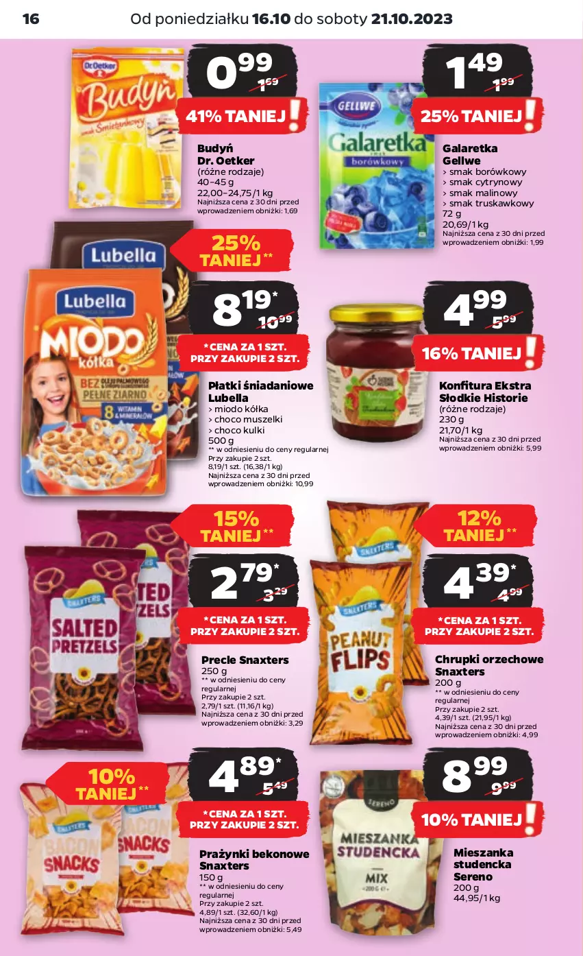 Gazetka promocyjna Netto - Artykuły spożywcze - ważna 16.10 do 21.10.2023 - strona 16 - produkty: Beko, Bell, Bella, Budyń, Chrupki, Danio, Dr. Oetker, Gala, Galaretka, Konfitura, Lubella, Mieszanka studencka, Mus, Precle, Ser