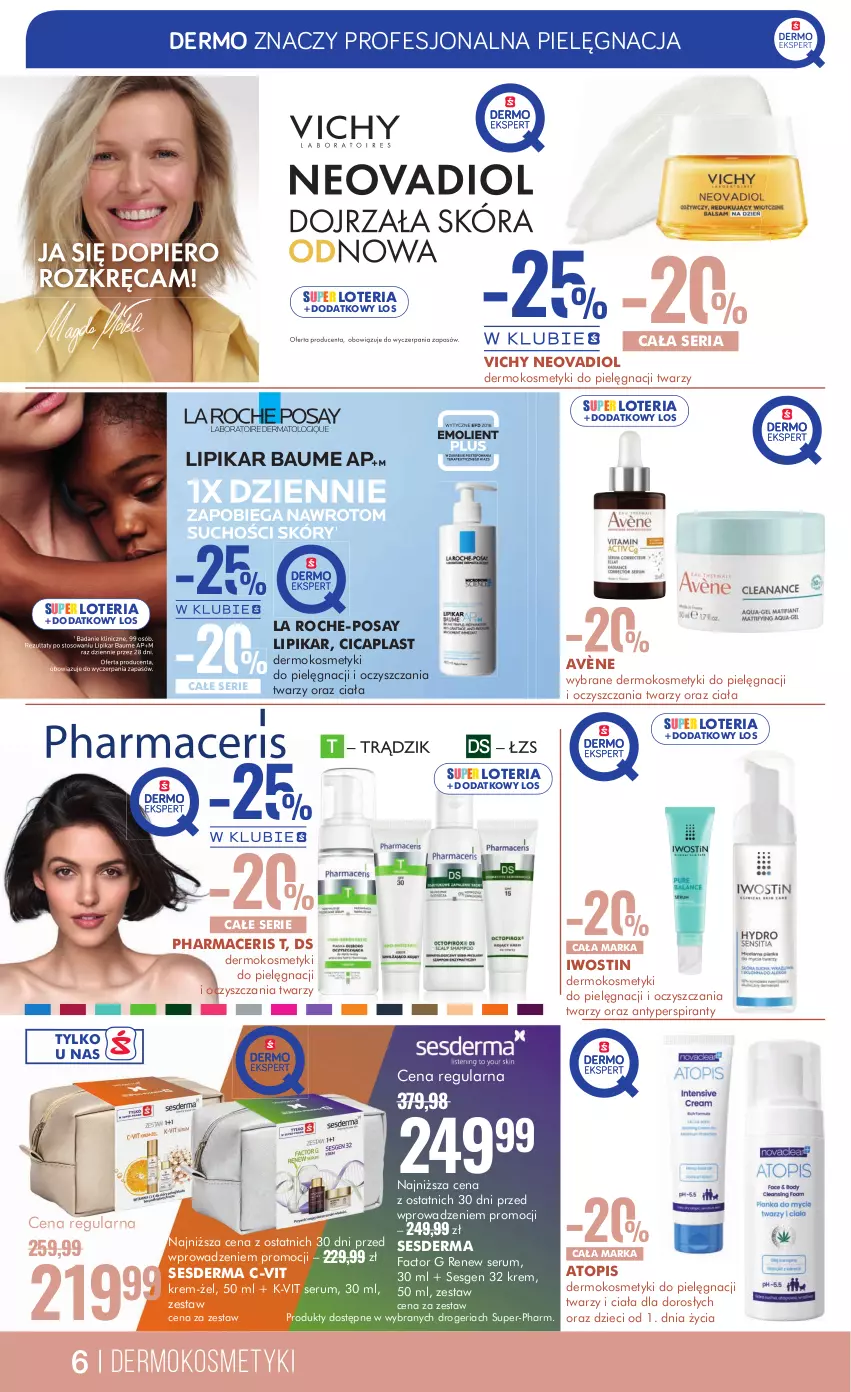 Gazetka promocyjna Super Pharm - Gazetka - ważna 14.10 do 29.10.2024 - strona 6 - produkty: Acer, Antyperspirant, Avène, Dzieci, Fa, Iwostin, Kosmetyki do pielęgnacji, La Roche-Posay, Lipikar, Pharmaceris, Rum, Ser, Serum, Sesderma, Top, Vichy