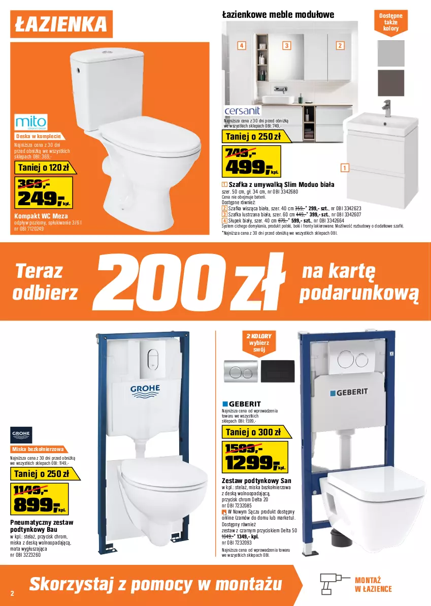 Gazetka promocyjna Obi - Gazetka OBI - ważna 21.08 do 10.09.2024 - strona 2 - produkty: Bateria, Brodzik, Gres, Grzejnik, Kabina prysznicowa, Kompakt WC, Lakier, Meble, Miska, Rolki, Słupek, Sok, Szafka, Telefon, Tera, Termos, Tran, Uchwyty