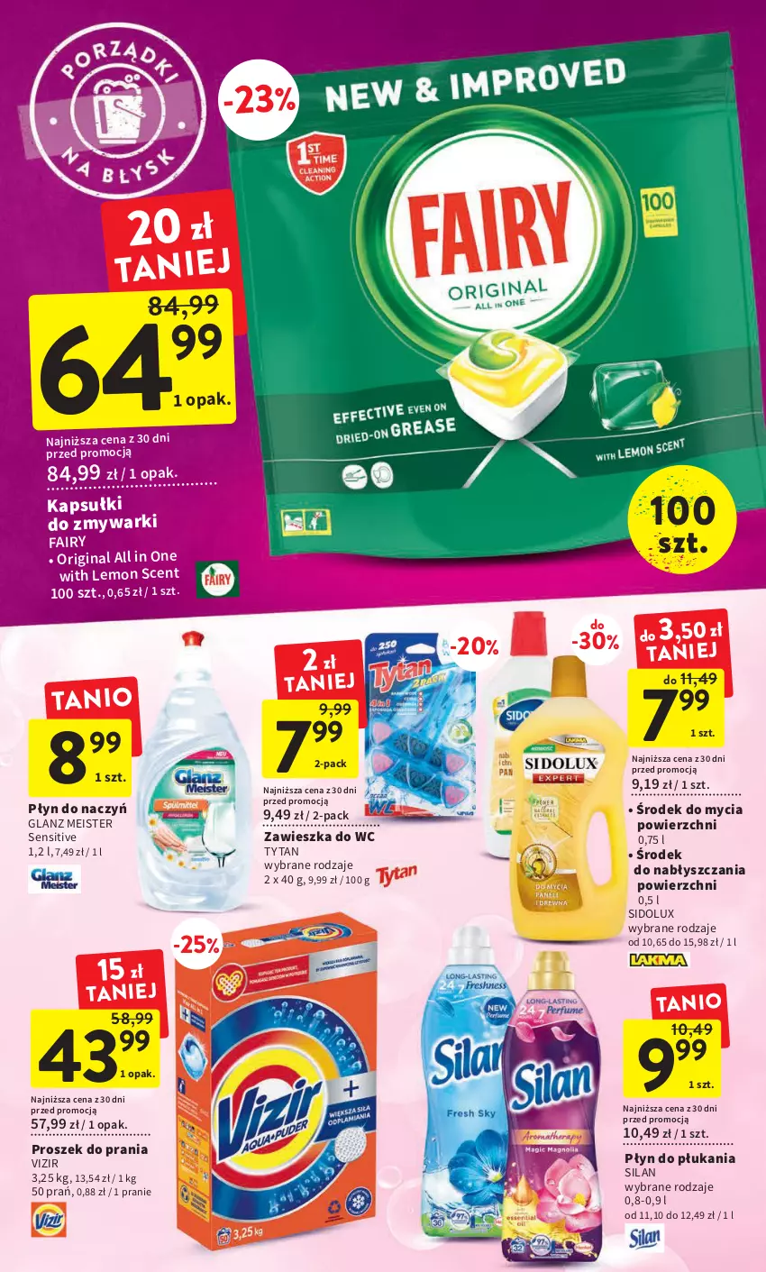 Gazetka promocyjna Intermarche - Gazetka Intermarche - ważna 09.03 do 15.03.2023 - strona 34 - produkty: Fa, Fairy, Gin, Płyn do płukania, Proszek do prania, Sidolux, Silan, Tytan, Vizir, Zawieszka do wc, Zmywarki