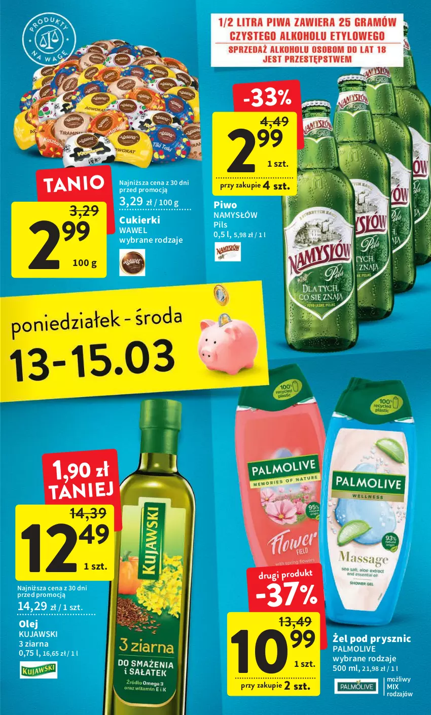 Gazetka promocyjna Intermarche - Gazetka Intermarche - ważna 09.03 do 15.03.2023 - strona 39 - produkty: Cukier, Cukierki, Kujawski, Namysłów, Olej, Palmolive, Piwo, Wawel