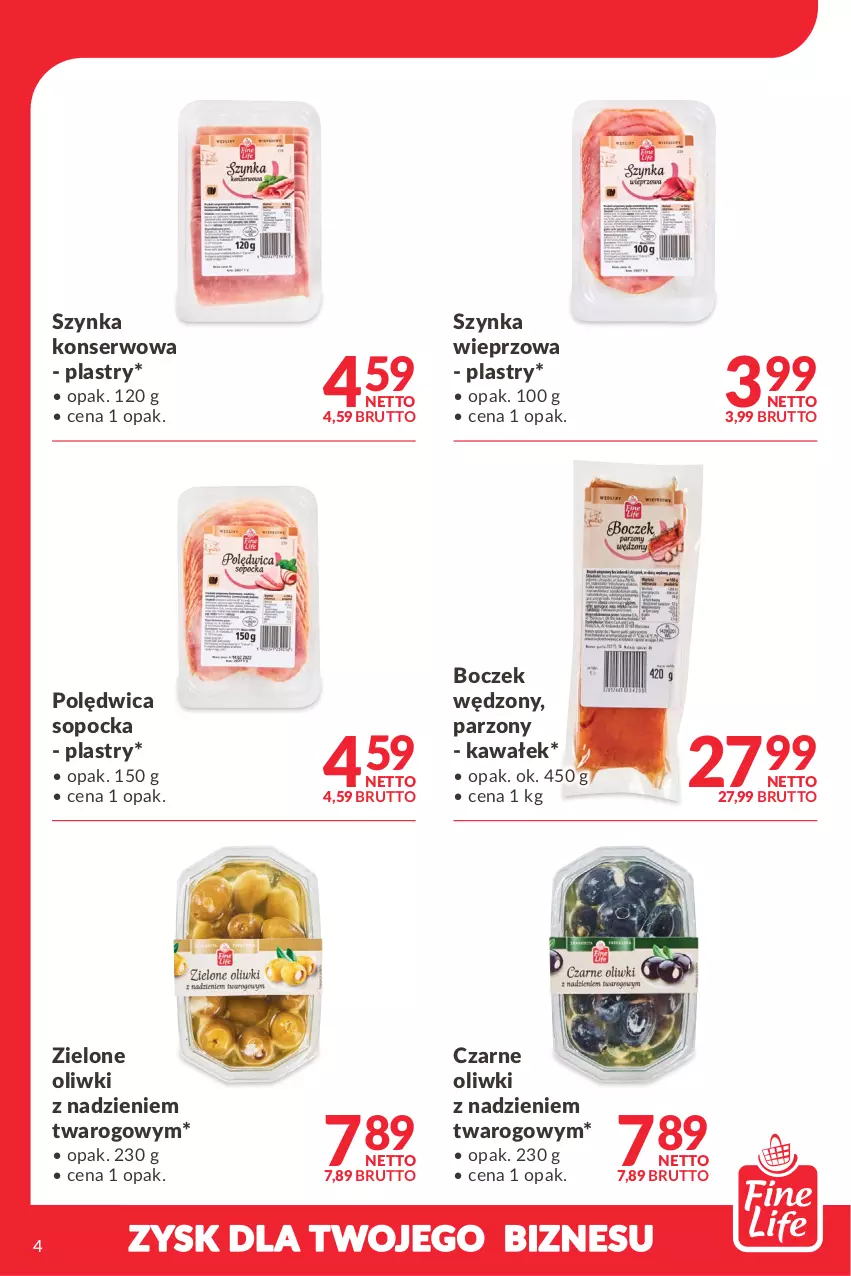 Gazetka promocyjna Makro - [Oferta specjalna] FINE LIFE - zysk dla Twojego biznesu - ważna 08.03 do 21.03.2022 - strona 4 - produkty: Boczek, Kawa, Oliwki, Polędwica, Ser, Szynka, Szynka konserwowa, Szynka wieprzowa, Wałek