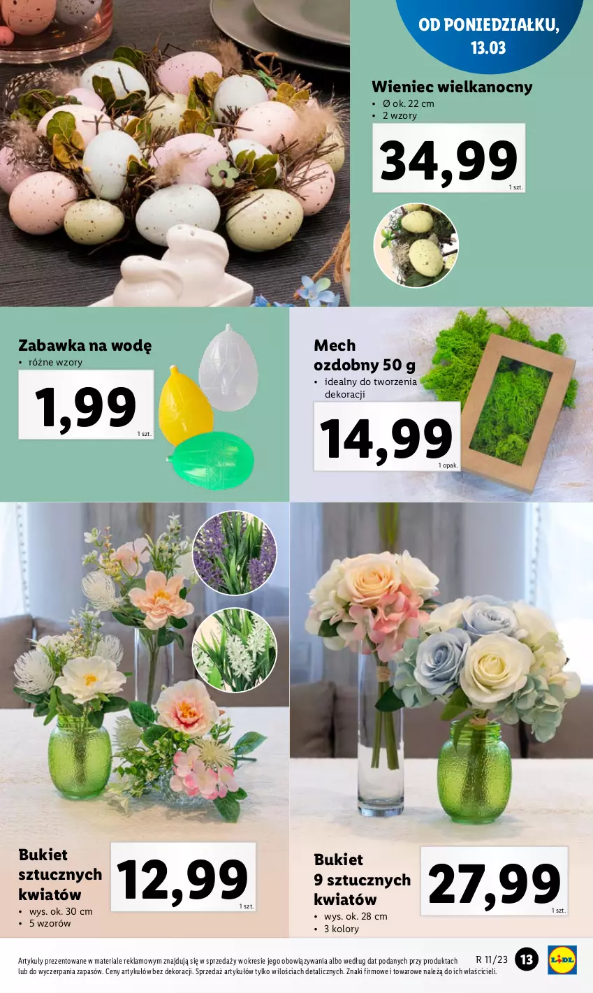 Gazetka promocyjna Lidl - GAZETKA - ważna 13.03 do 18.03.2023 - strona 15 - produkty: Bukiet, Wieniec, Zabawka