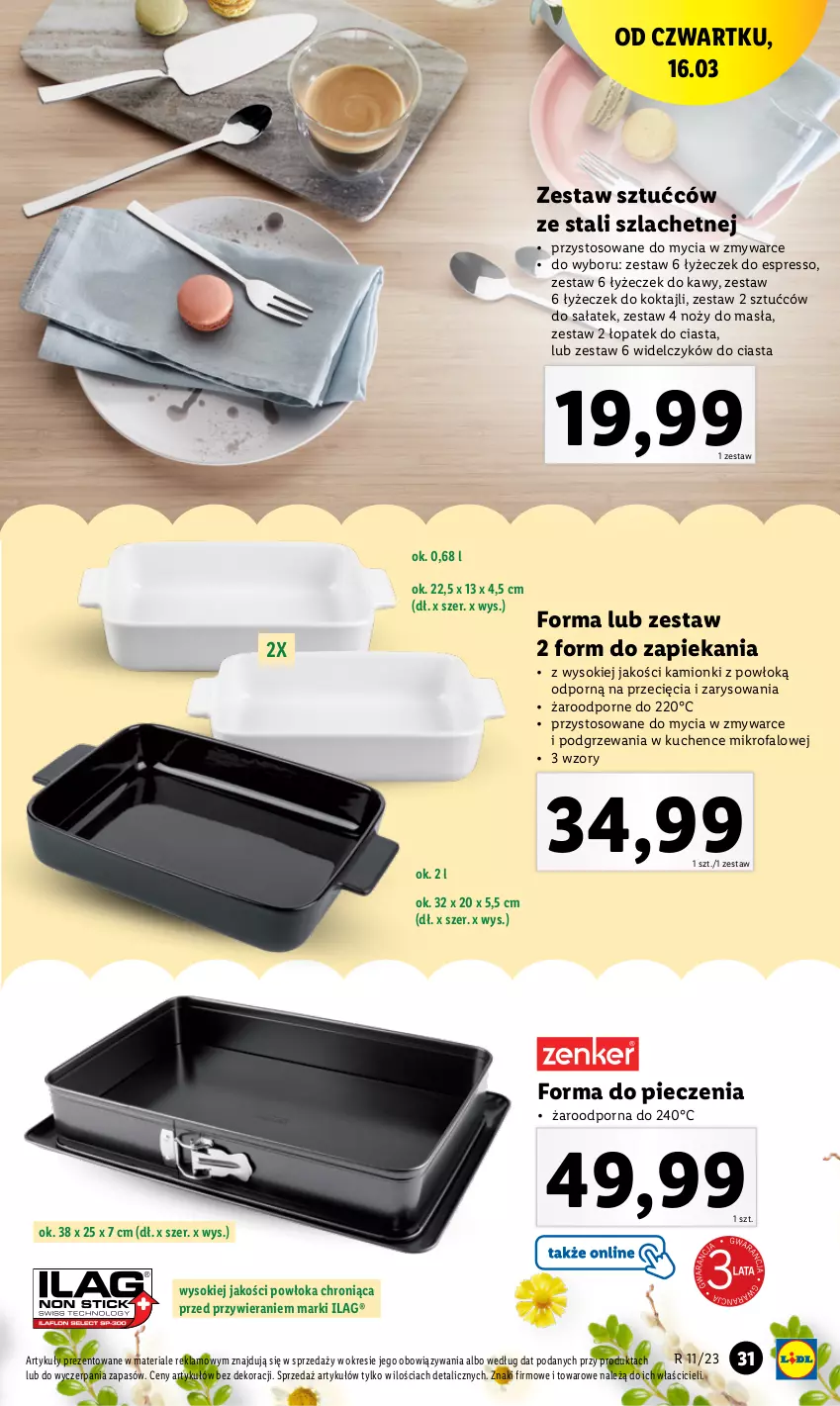 Gazetka promocyjna Lidl - GAZETKA - ważna 13.03 do 18.03.2023 - strona 33 - produkty: Fa, Forma do pieczenia, Noż, Piec, Por, Sałat, Sok, Zestaw sztućców