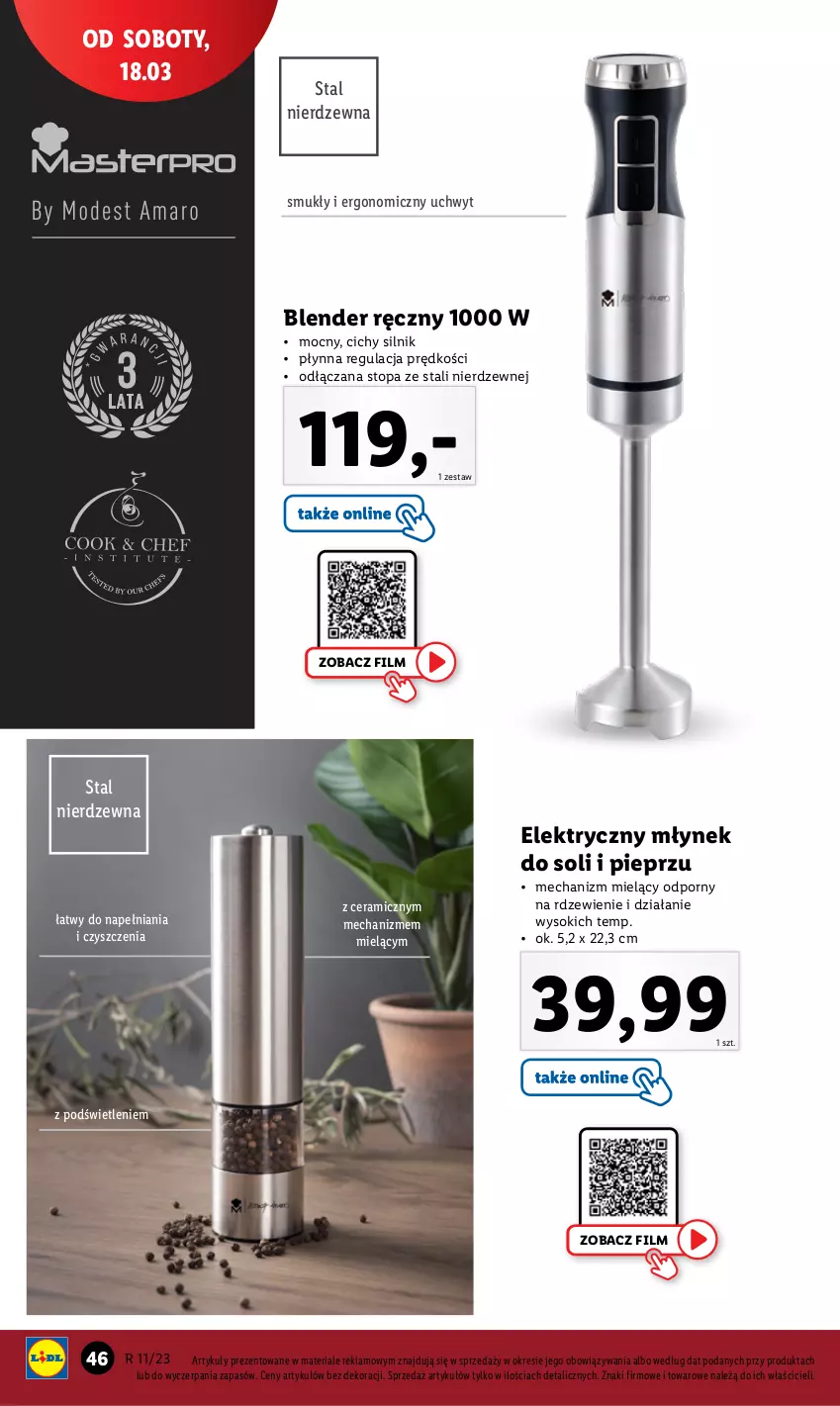 Gazetka promocyjna Lidl - GAZETKA - ważna 13.03 do 18.03.2023 - strona 50 - produkty: Blender, Blender ręczny, Młynek, Pieprz, Por, Sok, Top