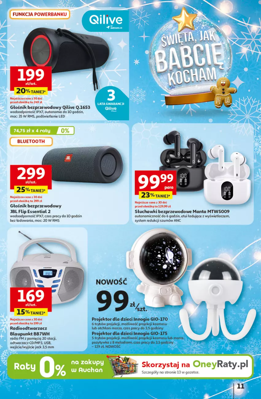 Gazetka promocyjna Auchan - Gazetka katalog prezenty Świera jak babcię kocham Hipermarket Auchan - ważna 27.11 do 03.12.2025 - strona 11 - produkty: Dzieci, Głośnik, JBL, Manta, Por, Powerbank, Radioodtwarzacz, Słuchawki, Słuchawki bezprzewodowe