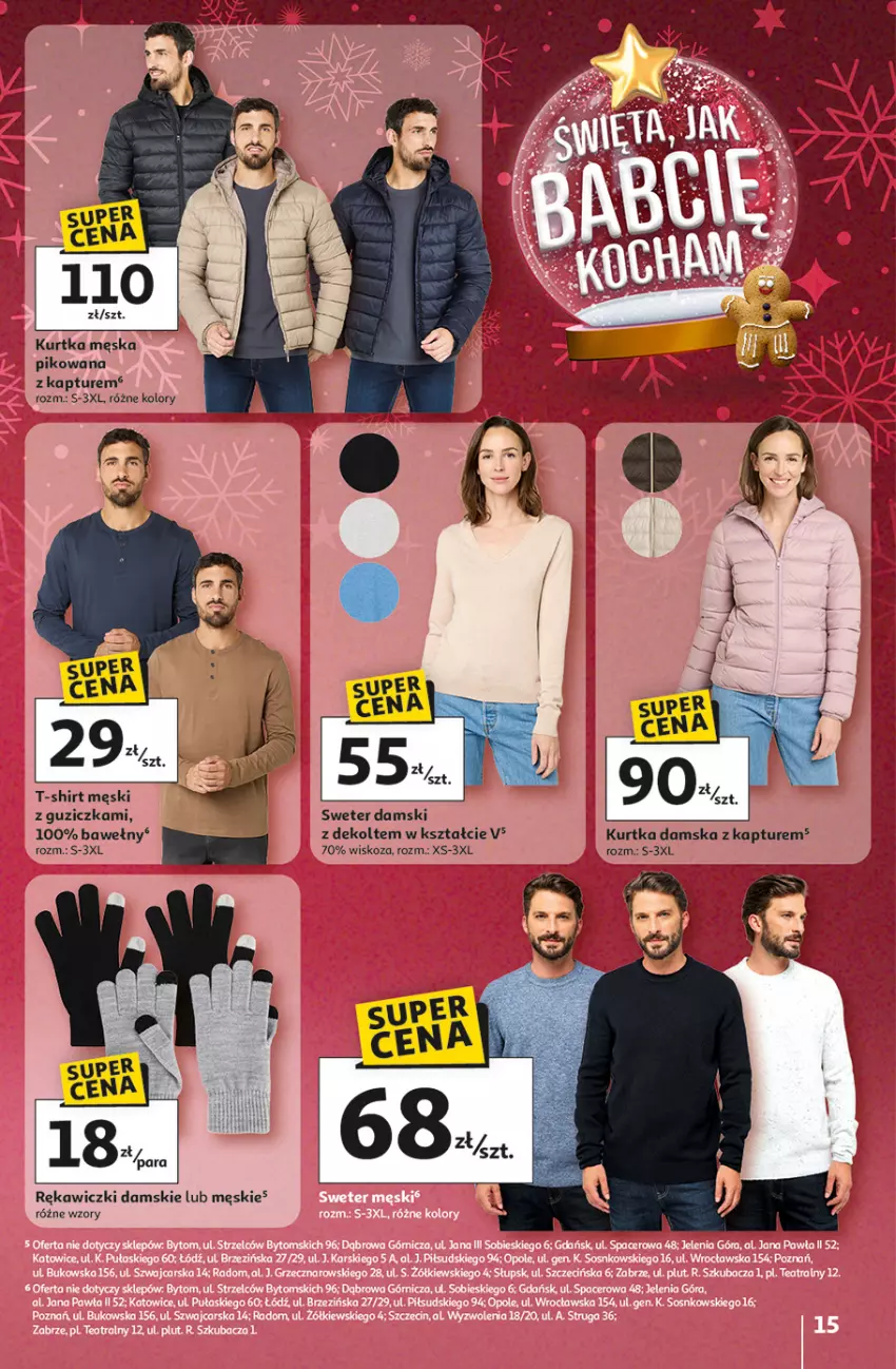 Gazetka promocyjna Auchan - Gazetka katalog prezenty Świera jak babcię kocham Hipermarket Auchan - ważna 27.11 do 03.12.2025 - strona 15 - produkty: Kurtka, Sweter, T-shirt
