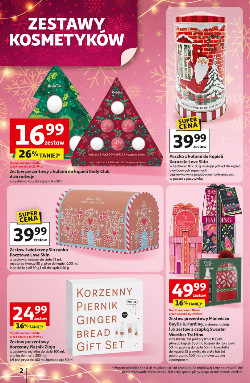 Gazetka promocyjna Auchan - Gazetka katalog prezenty Świera jak babcię kocham Hipermarket Auchan - ważna 27.11 do 03.12.2025 - strona 2 - produkty: Balsam do ciała, Body, Czapka, Krem do rąk, Kula do kąpieli, Mus, Mydło, Peeling, Piernik, Płyn do kąpieli, Sól, Sól do kąpieli, Zestaw prezentowy, Ziaja