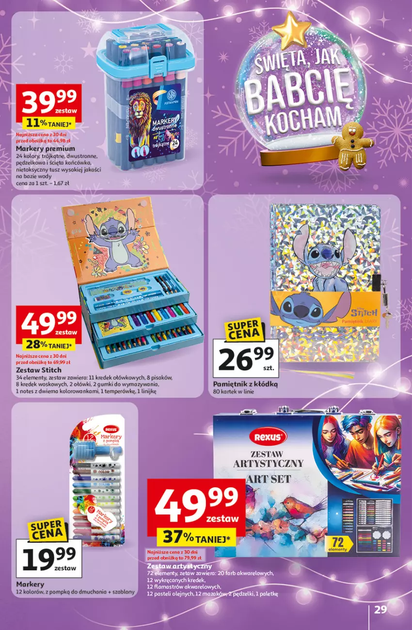 Gazetka promocyjna Auchan - Gazetka katalog prezenty Świera jak babcię kocham Hipermarket Auchan - ważna 27.11 do 03.12.2025 - strona 29 - produkty: Kolorowanka, Marker, Pamiętnik, Sok, Tusz