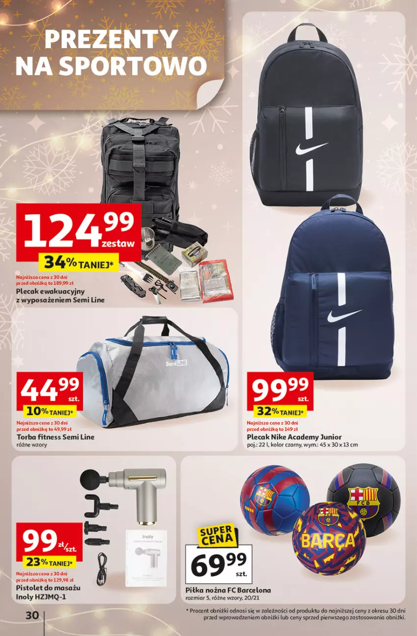 Gazetka promocyjna Auchan - Gazetka katalog prezenty Świera jak babcię kocham Hipermarket Auchan - ważna 27.11 do 03.12.2025 - strona 30 - produkty: Nike, Noż, Piłka nożna, Pistolet, Plecak, Torba