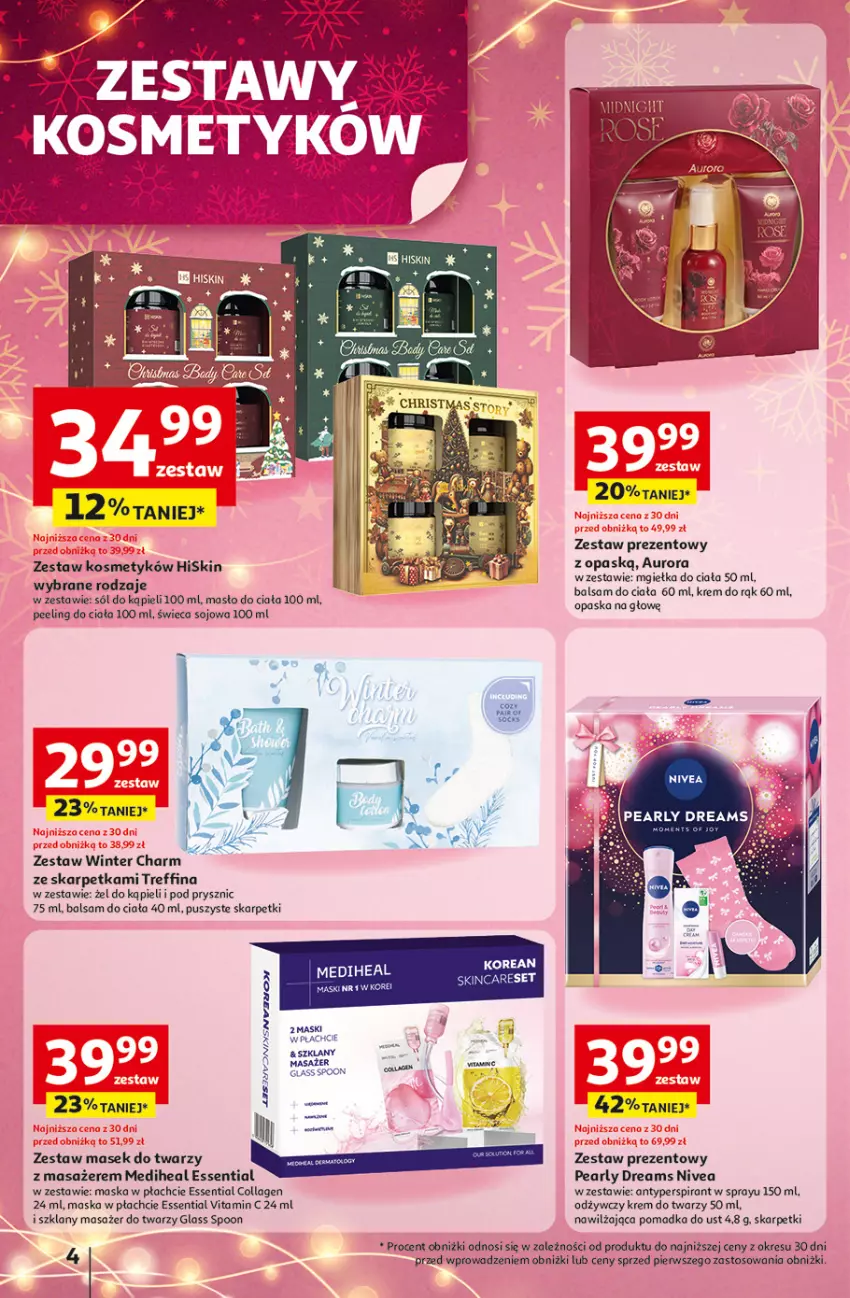 Gazetka promocyjna Auchan - Gazetka katalog prezenty Świera jak babcię kocham Hipermarket Auchan - ważna 27.11 do 03.12.2025 - strona 4 - produkty: Antyperspirant, Balsam do ciała, Karp, Krem do rąk, Krem do twarzy, Masażer, Maska, Maska w płachcie, Masło, Masło do ciała, Nivea, Opaska, Peeling, Skarpetki, Sól, Sól do kąpieli, Zestaw prezentowy