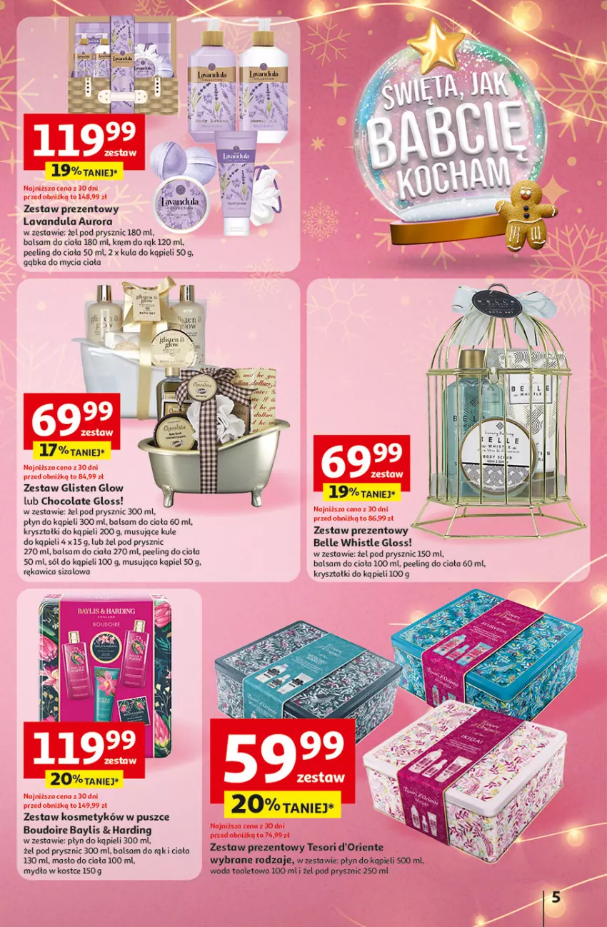 Gazetka promocyjna Auchan - Gazetka katalog prezenty Świera jak babcię kocham Hipermarket Auchan - ważna 27.11 do 03.12.2025 - strona 5 - produkty: Balsam do ciała, Bell, Krem do rąk, Kula do kąpieli, Masło, Masło do ciała, Mus, Mydło, Peeling, Płyn do kąpieli, Sól, Sól do kąpieli, Woda, Woda toaletowa, Zestaw prezentowy