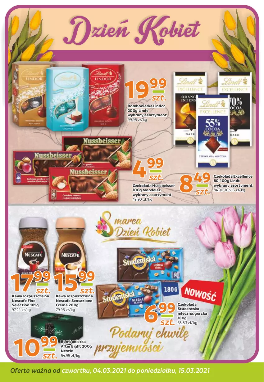 Gazetka promocyjna Gama - Gazetka Gama - ważna 04.03 do 15.03.2021 - strona 4 - produkty: Czekolada, Kawa, Kawa rozpuszczalna, Lindor, Lindt, Ser