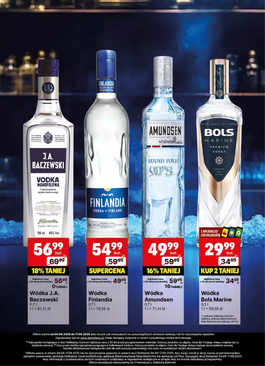 Gazetka promocyjna Delikatesy Centrum - Delibarek DC36-DC37 - ważna 04.09 do 17.09.2025 - strona 11 - produkty: Amundsen, Bols, Dron, Finlandia, Rama, Rum, Tran, Wódka
