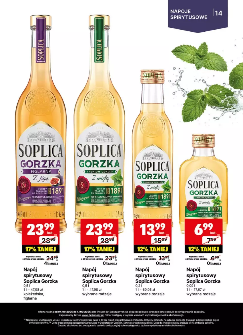 Gazetka promocyjna Delikatesy Centrum - Delibarek DC36-DC37 - ważna 04.09 do 17.09.2025 - strona 14 - produkty: Napój, Napoje, Rama, Rum, Soplica