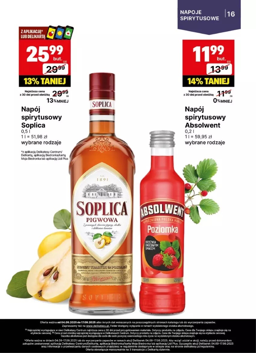 Gazetka promocyjna Delikatesy Centrum - Delibarek DC36-DC37 - ważna 04.09 do 17.09.2025 - strona 16 - produkty: Dron, Napój, Napoje, Rama, Rum, Soplica, Tran