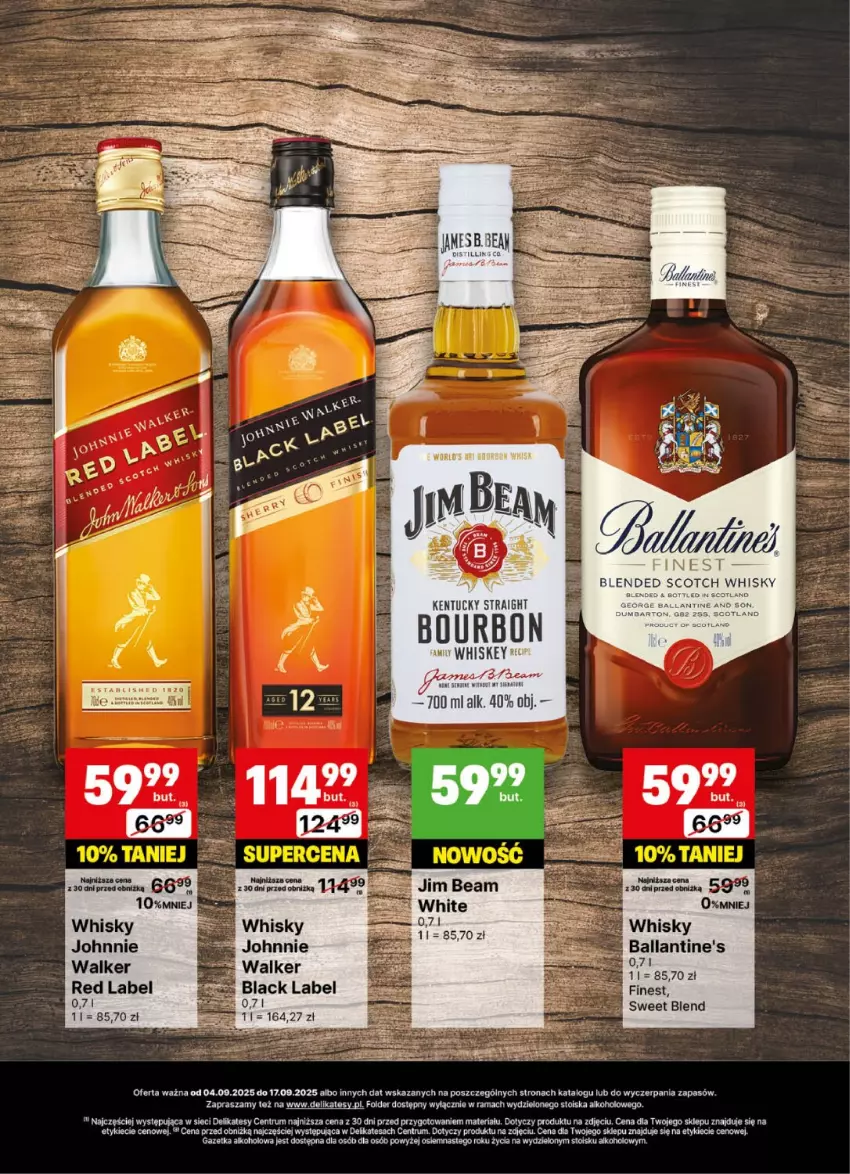 Gazetka promocyjna Delikatesy Centrum - Delibarek DC36-DC37 - ważna 04.09 do 17.09.2025 - strona 21 - produkty: Ballantine's, Bourbon, Johnnie Walker, Lack, Rama, Rum, Whiskey, Whisky