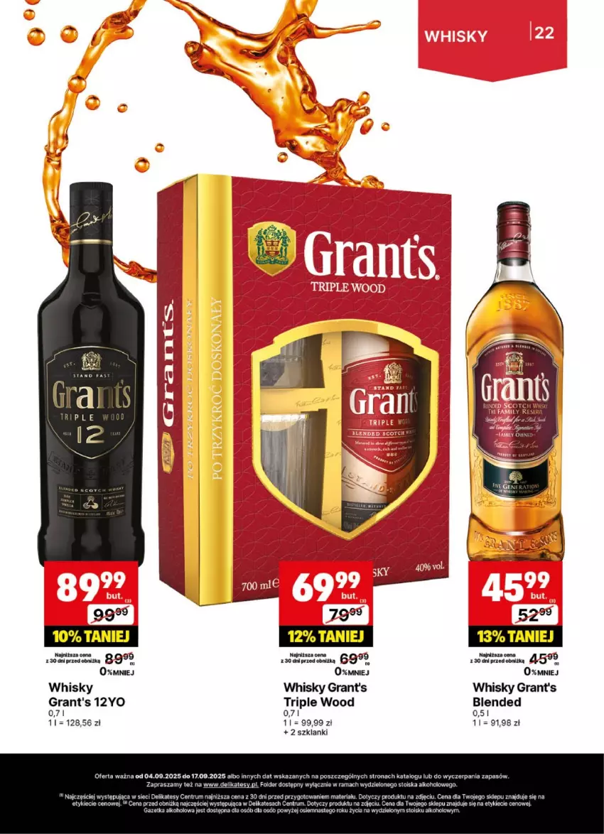 Gazetka promocyjna Delikatesy Centrum - Delibarek DC36-DC37 - ważna 04.09 do 17.09.2025 - strona 22 - produkty: Gra, Grant's, Lanki, Rama, Rum, Whisky