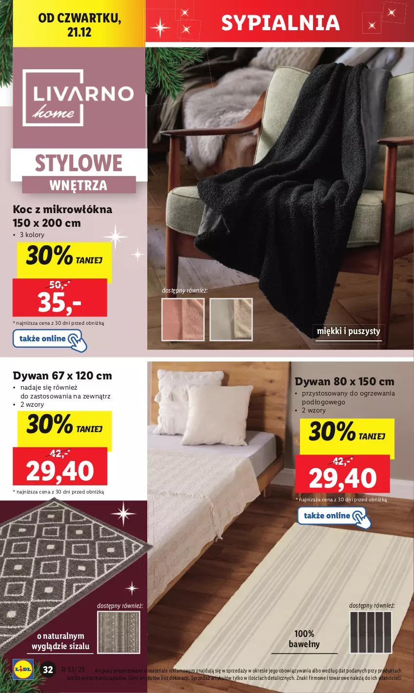 Gazetka promocyjna Lidl - GAZETKA - ważna 18.12 do 23.12.2023 - strona 38 - produkty: Dywan, Koc, Sypialnia