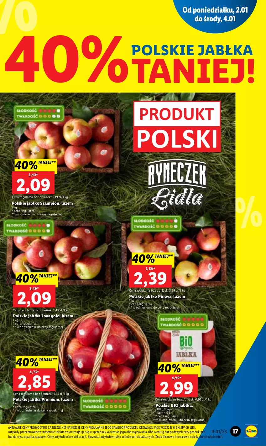 Gazetka promocyjna Lidl - GAZETKA - ważna 02.01 do 04.01.2023 - strona 17 - produkty: Jabłka, Jonagold, Szampion