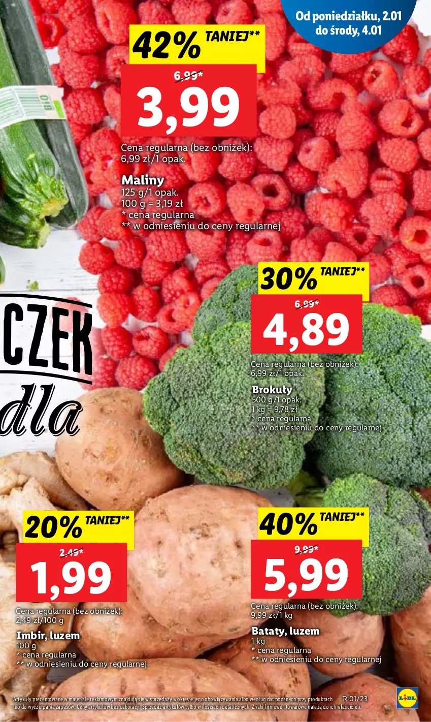 Gazetka promocyjna Lidl - GAZETKA - ważna 02.01 do 04.01.2023 - strona 19 - produkty: Brokuły, Imbir, Maliny