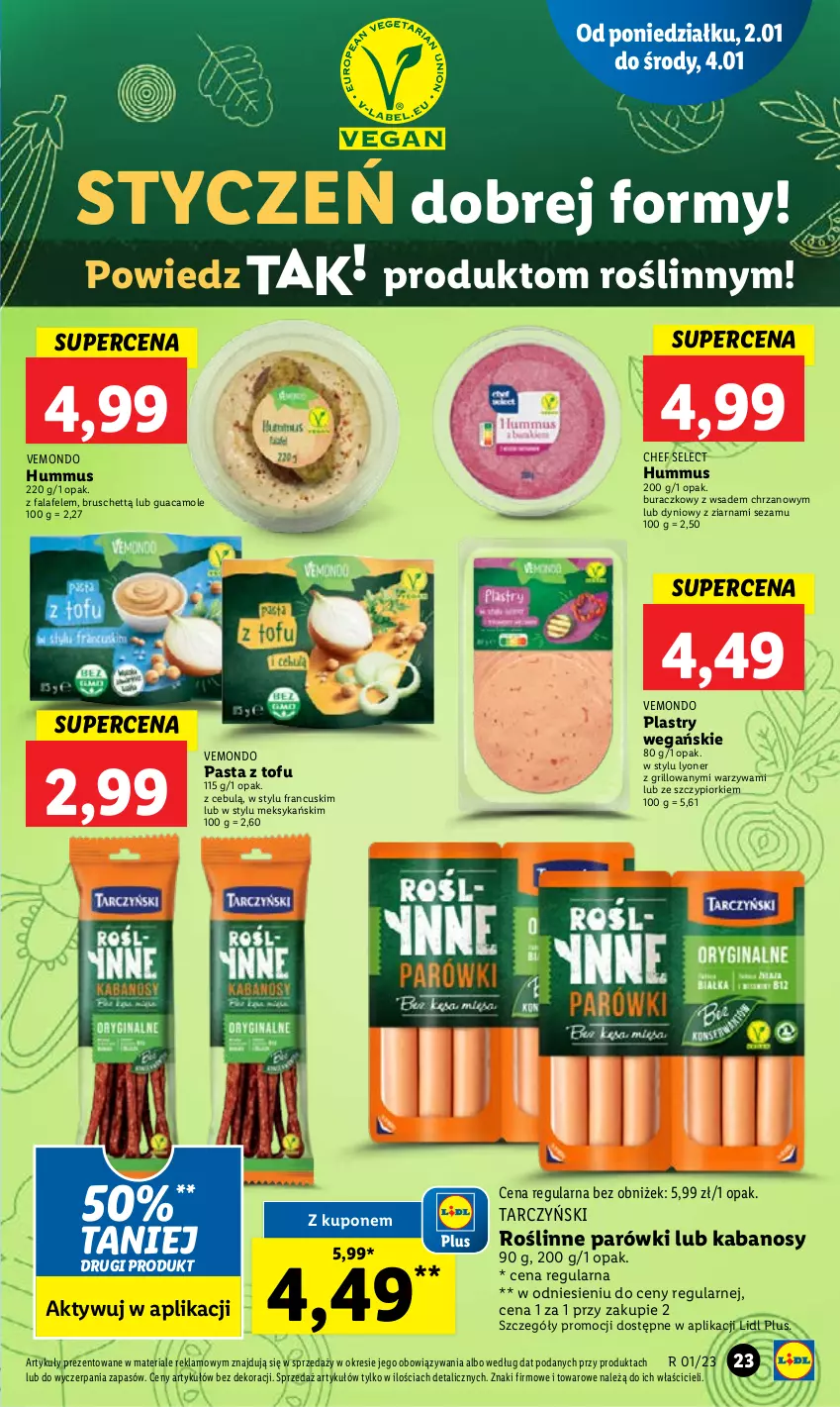 Gazetka promocyjna Lidl - GAZETKA - ważna 02.01 do 04.01.2023 - strona 27 - produkty: Amol, Chrzan, Fa, Grill, Hummus, Kabanos, Mus, Parówki, Sezam, Tarczyński, Tofu, Warzywa