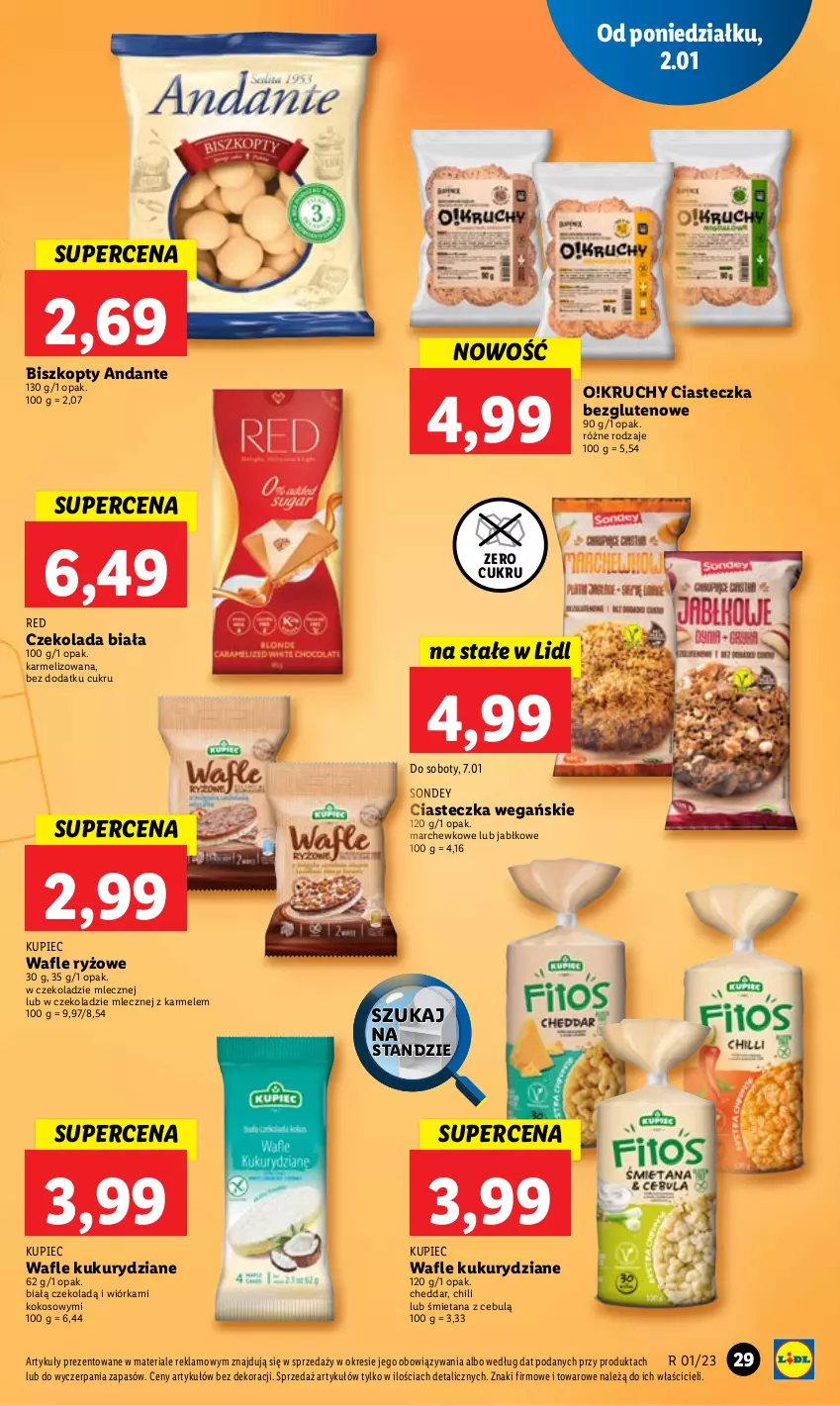 Gazetka promocyjna Lidl - GAZETKA - ważna 02.01 do 04.01.2023 - strona 33 - produkty: Biszkopty, Cheddar, Czekolada, Kokos, Kupiec, Piec, Ryż, Wafle