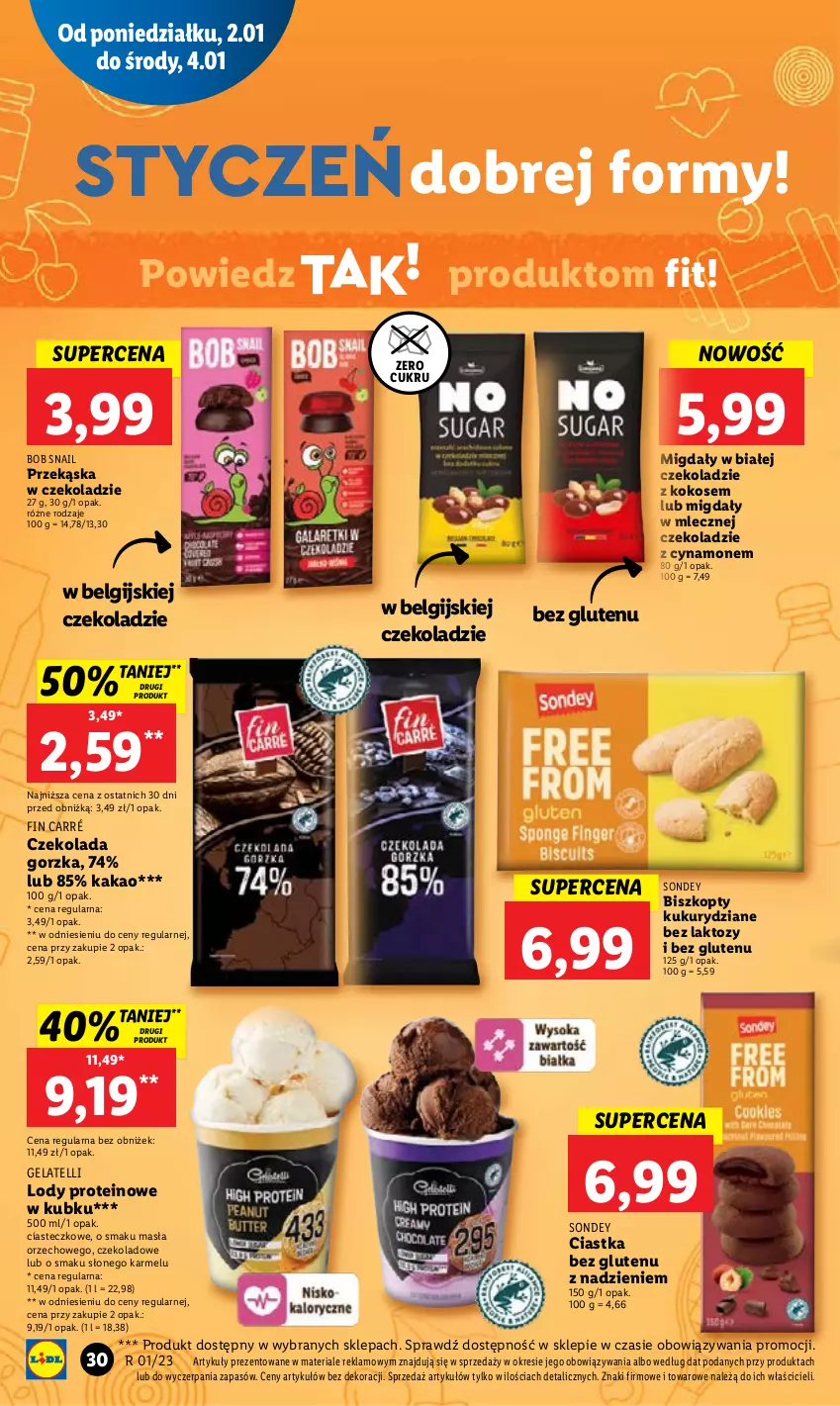 Gazetka promocyjna Lidl - GAZETKA - ważna 02.01 do 04.01.2023 - strona 34 - produkty: Biszkopty, Ciastka, Czekolada, Czekolada gorzka, Kakao, Kokos, LG, Lody, Migdały