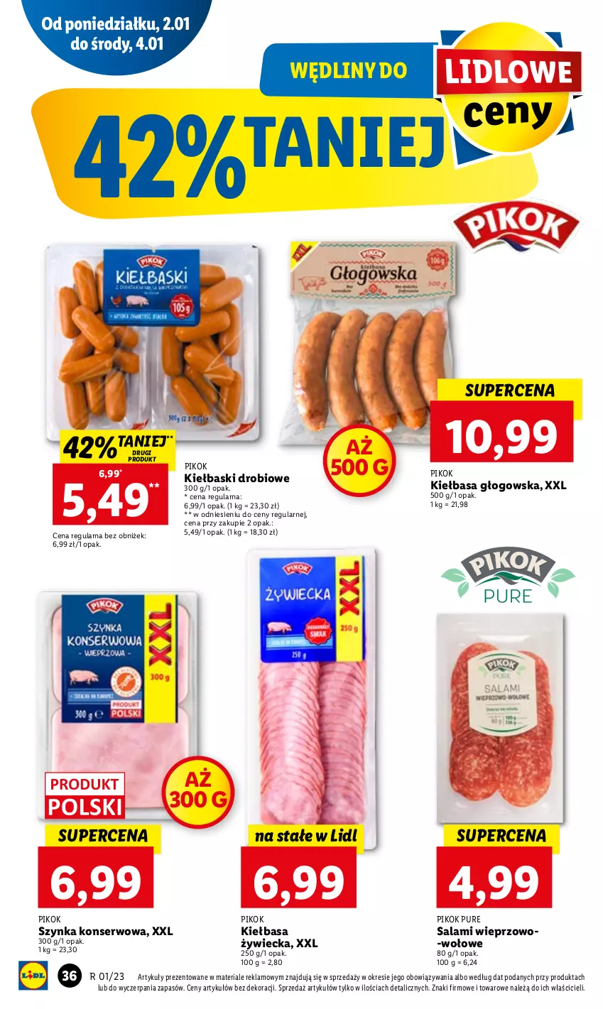 Gazetka promocyjna Lidl - GAZETKA - ważna 02.01 do 04.01.2023 - strona 40 - produkty: Kiełbasa, Kiełbasa głogowska, Mięso, Mięso mielone, PIKOK, Pur, Salami, Ser, Szynka, Szynka konserwowa