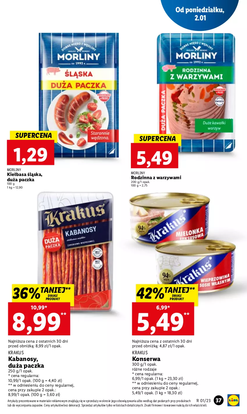 Gazetka promocyjna Lidl - GAZETKA - ważna 02.01 do 04.01.2023 - strona 41 - produkty: Kabanos, Kiełbasa, Kiełbasa śląska, Krakus, Morliny, Ser, Warzywa