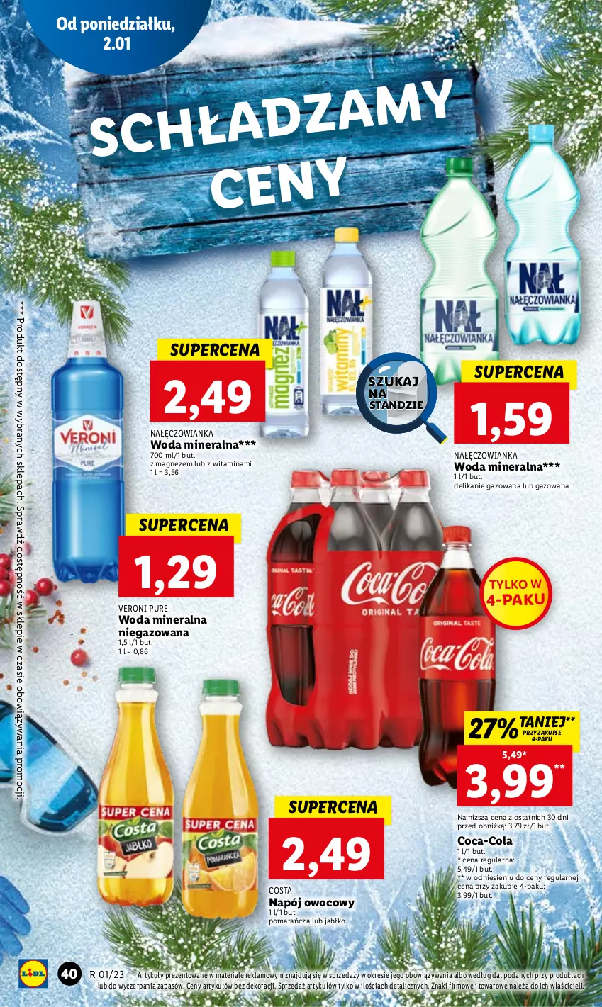 Gazetka promocyjna Lidl - GAZETKA - ważna 02.01 do 04.01.2023 - strona 46 - produkty: Coca-Cola, Magnez, Nałęczowianka, Napój, Pur, Woda, Woda mineralna