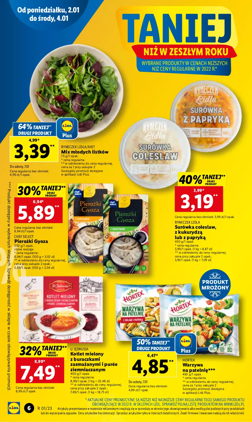 Gazetka promocyjna Lidl - GAZETKA - ważna 02.01 do 04.01.2023 - strona 6 - produkty: Hortex, Kotlet, Pur, Surówka, Surówka coleslaw, Warzywa