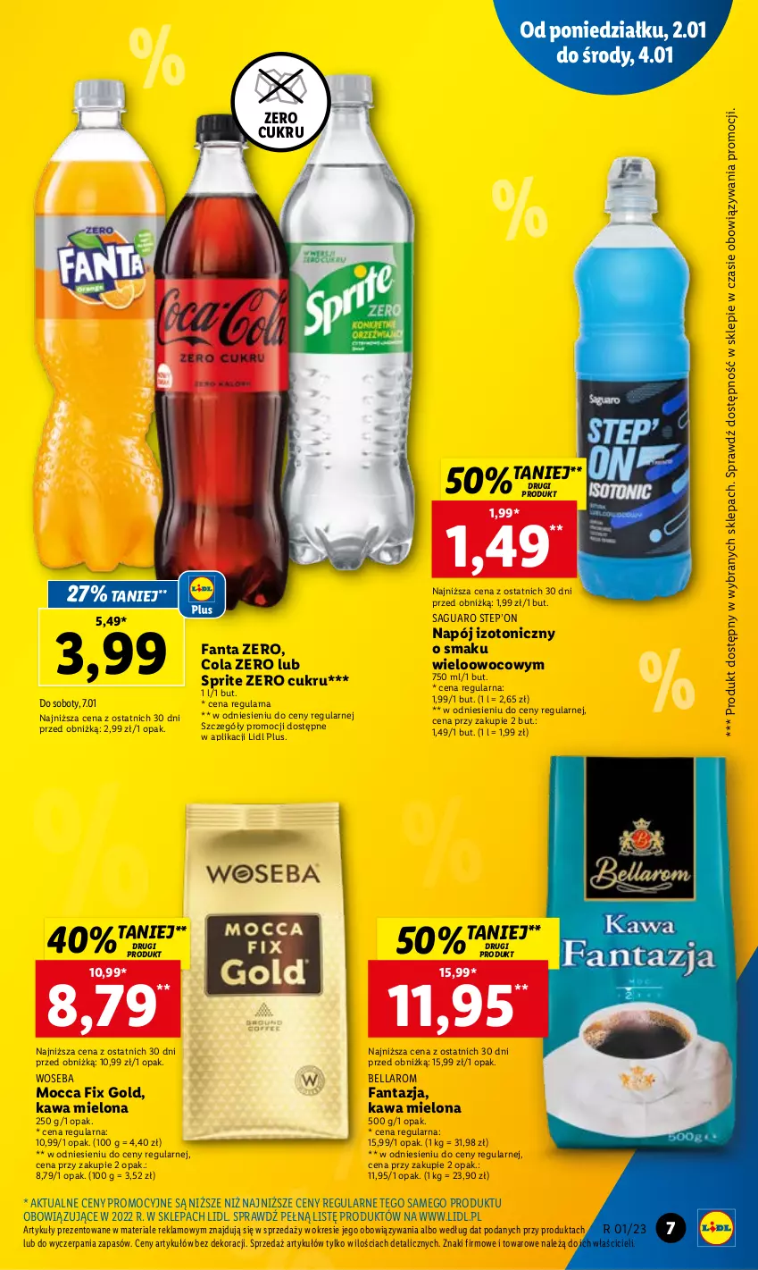 Gazetka promocyjna Lidl - GAZETKA - ważna 02.01 do 04.01.2023 - strona 7 - produkty: Bell, Bella, Fa, Fanta, Kawa, Kawa mielona, Mocca Fix Gold, Napój, Napój izotoniczny, Sprite, Woseba