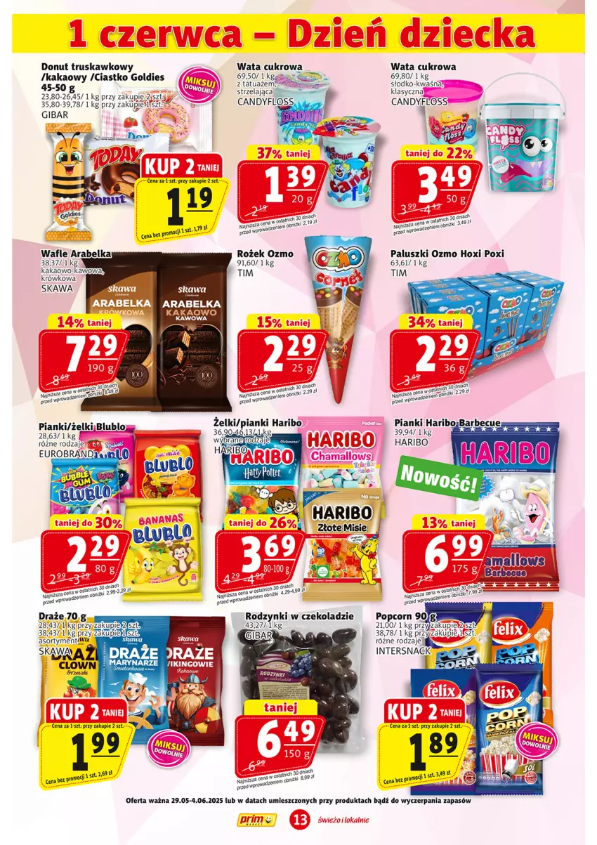 Gazetka promocyjna Prim Market - ważna 29.05 do 04.06.2025 - strona 13 - produkty: Candy, Donut, Haribo, JBL, Kakao, Kawa, Popcorn, Rodzynki, Wata cukrowa