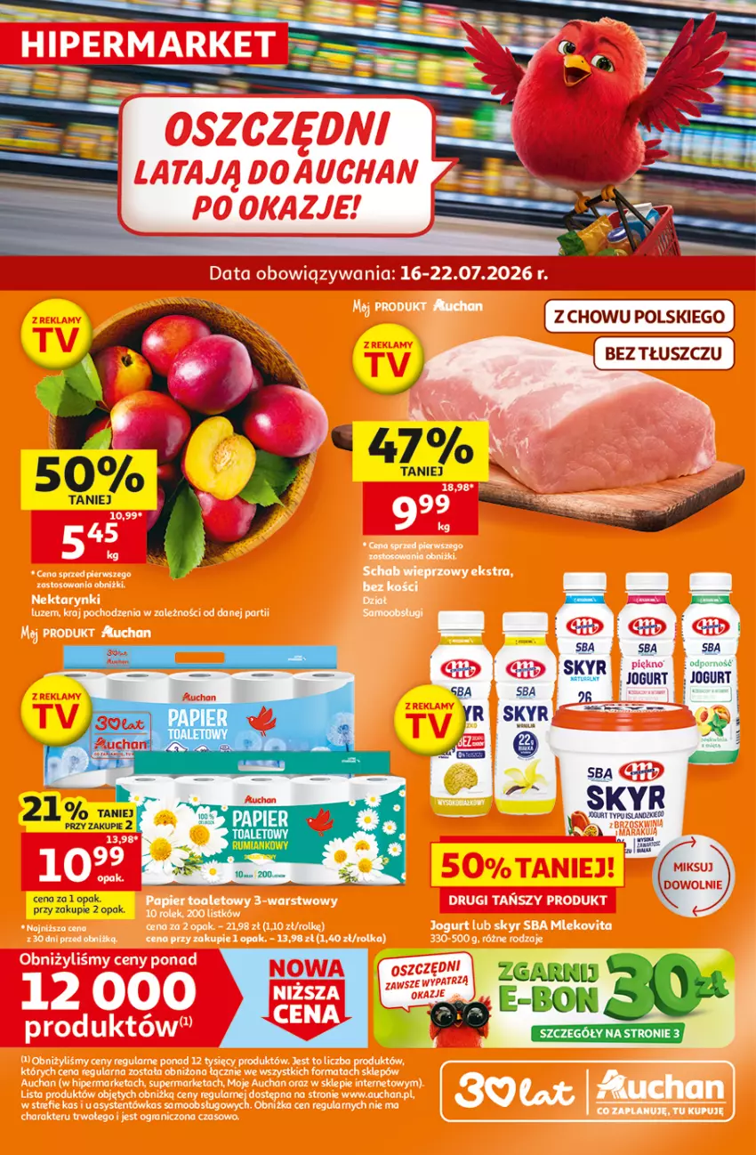 Gazetka promocyjna Auchan - Gazetka 30 Lat Hipermarket Auchan - ważna 16.07 do 22.07.2026 - strona 1 - produkty: Jogurt, Papier, Por, Rum