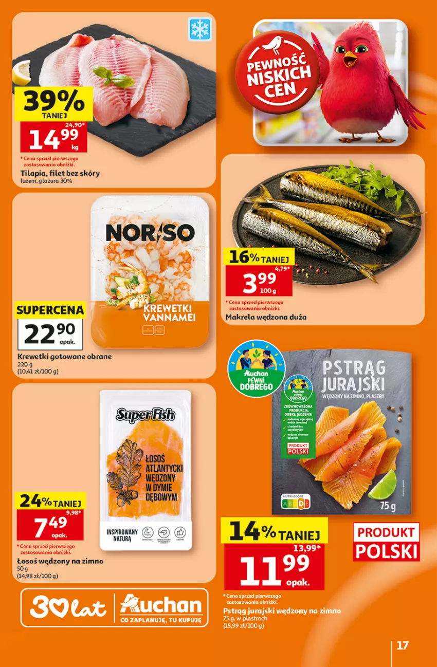 Gazetka promocyjna Auchan - Gazetka 30 Lat Hipermarket Auchan - ważna 16.07 do 22.07.2026 - strona 17 - produkty: Fa, Glazura, Krewetki, Lazur, Sos, Tilapia