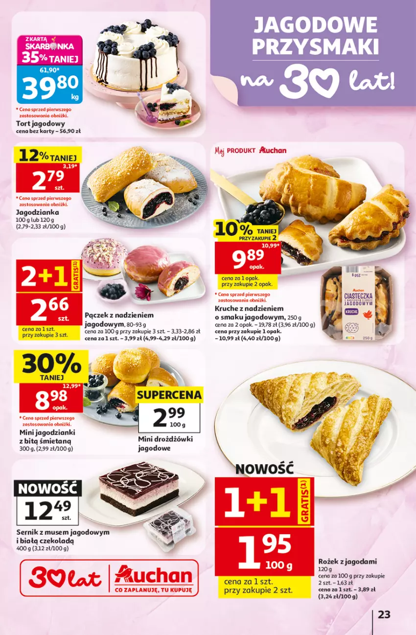 Gazetka promocyjna Auchan - Gazetka 30 Lat Hipermarket Auchan - ważna 16.07 do 22.07.2026 - strona 23 - produkty: Jagodzianka, Mus, Pączek, Przysmaki, Ser
