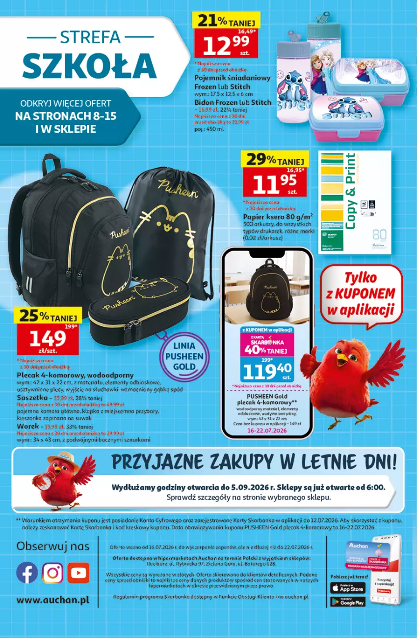 Gazetka promocyjna Auchan - Gazetka 30 Lat Hipermarket Auchan - ważna 16.07 do 22.07.2026 - strona 41 - produkty: Danio, Frozen, Gra, Papier, Plecak, Pojemnik, Por, Ser, Słuchawki, Tera