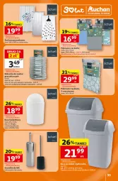 Gazetka promocyjna Auchan - Gazetka 30 Lat Hipermarket Auchan - Gazetka - ważna od 22.07 do 22.07.2026 - strona 35 - produkty: Pokrowiec na deskę, Szczotka, Kosz, Kosz łazienkowy, Zasłona, Zasłona prysznicowa, Pokrowiec, Szczotka do WC