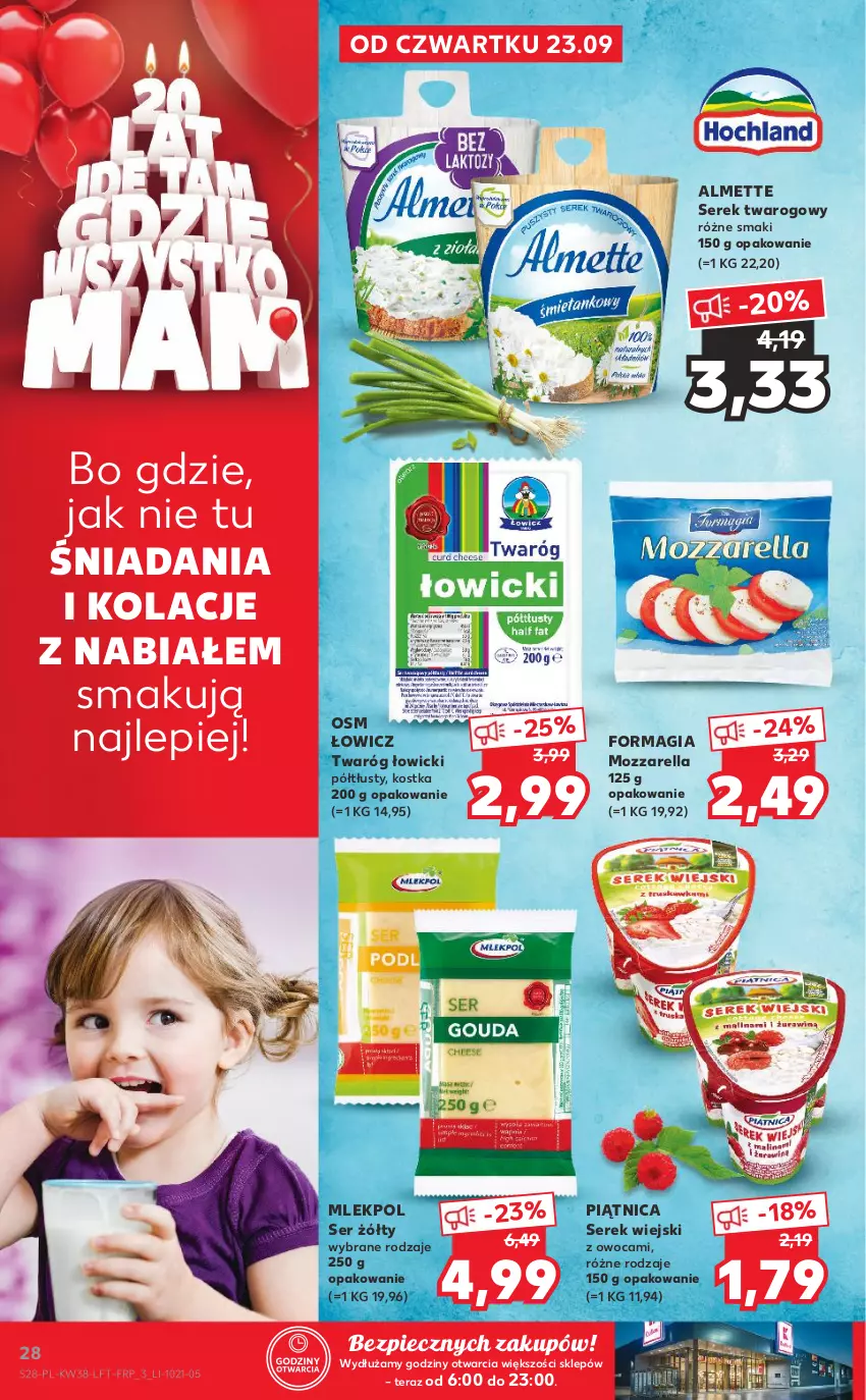 Gazetka promocyjna Kaufland - OFERTA TYGODNIA - ważna 23.09 do 29.09.2021 - strona 28 - produkty: Almette, Mozzarella, Piątnica, Piec, Ser, Serek, Serek twarogowy, Serek wiejski, Tera, Twaróg