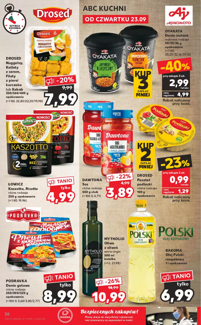 Gazetka promocyjna Kaufland - OFERTA TYGODNIA - ważna 23.09 do 29.09.2021 - strona 30 - produkty: Bakoma, Danie gotowe, Dawtona, Gin, Kebab, Kotlet, Kurczak, Olej, Oliwa z oliwek, Pasztet, Piec, Podlaski, Podravka, Ser, Sos, Zott