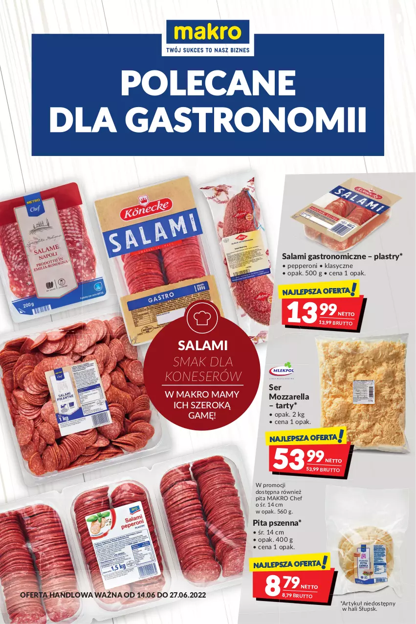 Gazetka promocyjna Makro - [Oferta promocyjna] Artykuły spożywcze i przemysłowe - ważna 14.06 do 27.06.2022 - strona 1 - produkty: Mozzarella, Salami, Ser