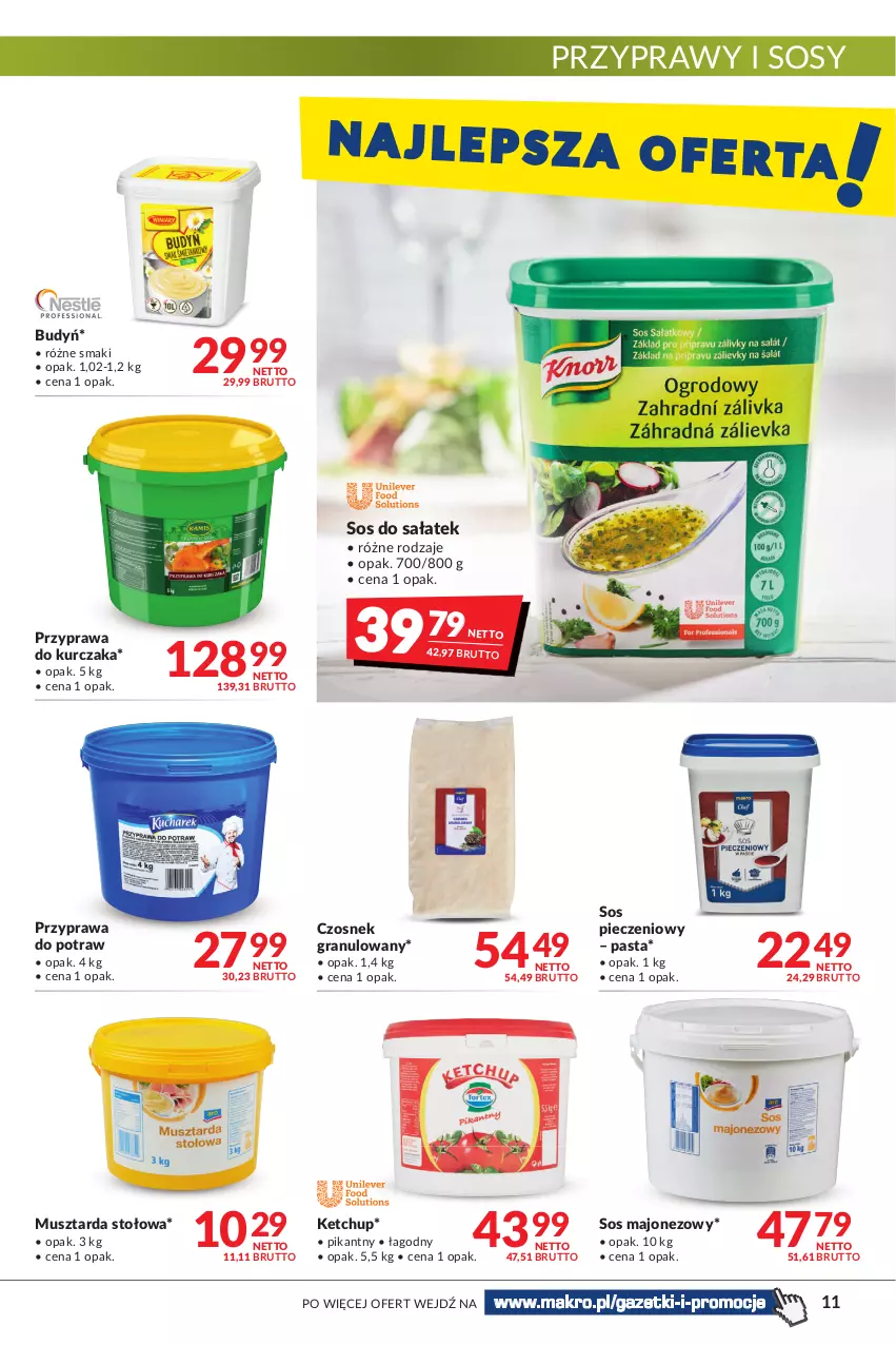 Gazetka promocyjna Makro - [Oferta promocyjna] Artykuły spożywcze i przemysłowe - ważna 14.06 do 27.06.2022 - strona 11 - produkty: Budyń, Czosnek, Czosnek granulowany, Gra, Ketchup, Kurczak, Majonez, Mus, Musztarda, Piec, Przyprawa do potraw, Przyprawy, Sałat, Sos, Sos do sałatek, Sos pieczeniowy