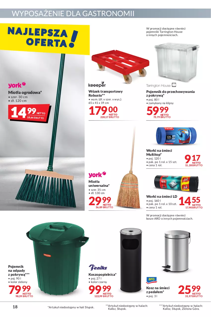 Gazetka promocyjna Makro - [Oferta promocyjna] Artykuły spożywcze i przemysłowe - ważna 14.06 do 27.06.2022 - strona 18 - produkty: Kosz, Koszopopielnica, Miotła, Pojemnik, Pojemnik do przechowywania, Por, Sport, Top, Tran, Worki na śmiec, Worki na śmieci, Wózek, Wózek transportowy