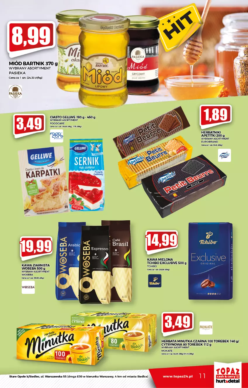 Gazetka promocyjna Topaz - Gazetka - ważna 23.09 do 29.09.2021 - strona 11 - produkty: Herbata, Herbatniki, Karp, Kawa, Kawa mielona, Kawa ziarnista, Miód, Woseba