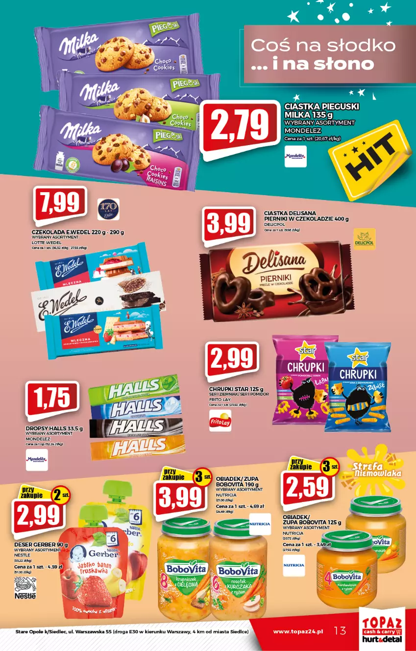 Gazetka promocyjna Topaz - Gazetka - ważna 23.09 do 29.09.2021 - strona 13 - produkty: BoboVita, Chrupki, Ciastka, Czekolada, Halls, Isana, Mop, Piernik, Pierniki w czekoladzie, Ser, Top, Zupa