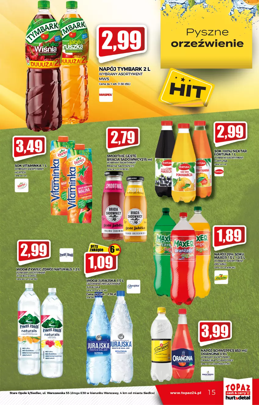 Gazetka promocyjna Topaz - Gazetka - ważna 23.09 do 29.09.2021 - strona 15 - produkty: Fortuna, Gin, Gra, Nektar, Por, Schweppes, Smoothie, Sok, Top, Woda