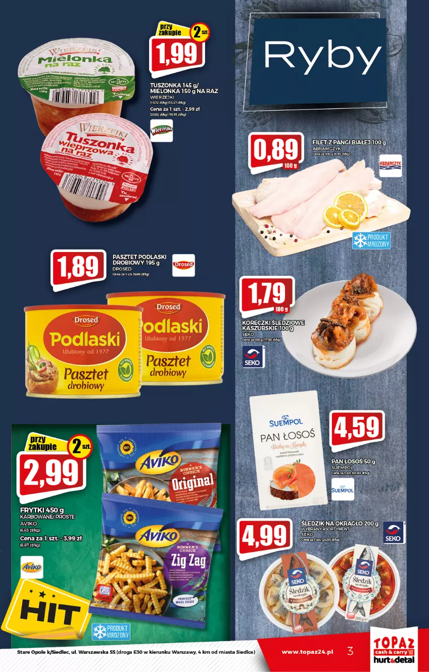 Gazetka promocyjna Topaz - Gazetka - ważna 23.09 do 29.09.2021 - strona 3 - produkty: Fa, Frytki, Pasztet, Podlaski, Top