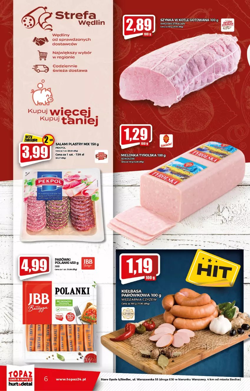 Gazetka promocyjna Topaz - Gazetka - ważna 23.09 do 29.09.2021 - strona 6 - produkty: Fa, Kiełbasa, Lanki, Parówki, Salami